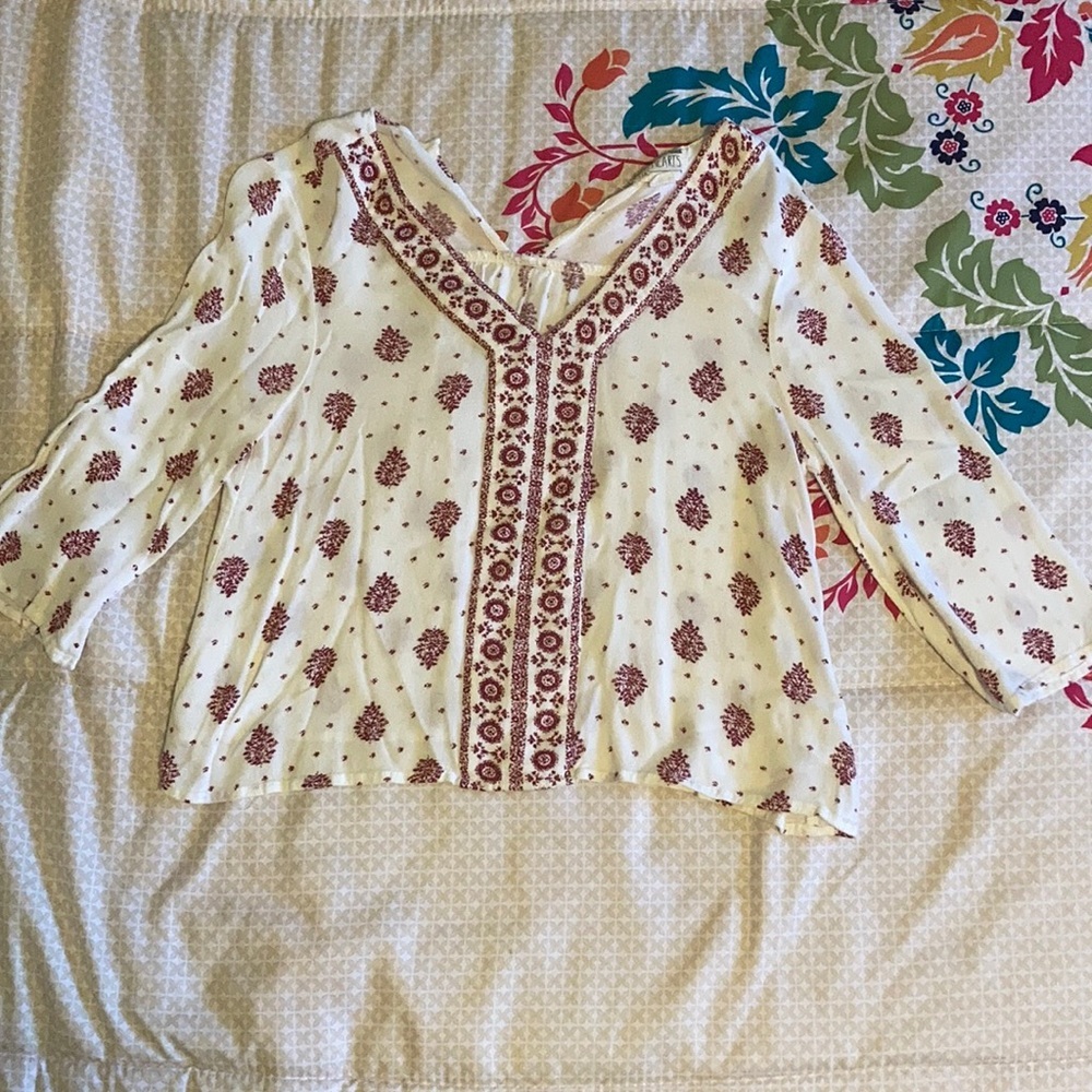 LA Hearts White/Red Patterned Crop Top Size XS